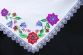 Embroidered Belorussian towels. Embroidery. National pattern.Slavic ornament on fabrics and towels