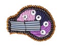 Embroidered brooch decorated by bugles and spangle