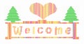 Embroidered By Cross Stitch Colorful Welcome