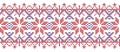 Embroidered cross-stitch floral geometric seamless border pattern