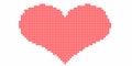 Embroidered by cross stitch,red heart on white background.Illustration Royalty Free Stock Photo