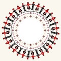 Embroidered cross-stitch round frame with dancers