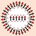 Embroidered cross-stitch round frame with dancers