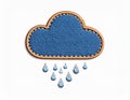 Embroidered Denim Cloud Rain Patch Royalty Free Stock Photo