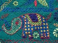 Embroidered elephant on green Royalty Free Stock Photo