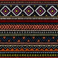 Embroidered ethnic seamless pattern. Aztec and tribal motifs. St Royalty Free Stock Photo