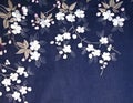 Embroidered flowers on denim Royalty Free Stock Photo