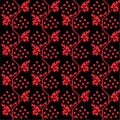 Embroidered folk style ukrainian viburnum seamless pattern red on black design element stock vector illustration
