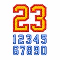 Embroidered font numbers