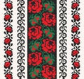 Embroidered good like old handmade cross-stitch ethnic Ukraine pattern. Ukrainian towel with ornament