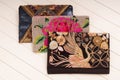 Embroidered handbags, three handbags with embroidery, clutches o