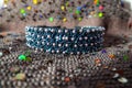 Embroidered headband ornated with coloured beads Royalty Free Stock Photo