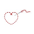 Embroidered heart with needle illustration Royalty Free Stock Photo