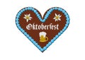 Embroidered Oktoberfest gingerbread heart with beer mug