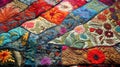 Embroidered patchwork quilt