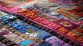 Embroidered patchwork quilt