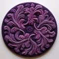 Intricately Sculpted Purple Round Wall Hanging By Jennifer Lee