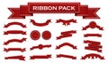 Embroidered red ribbons and stumps pack