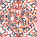 Embroidered seamless geometric pattern. Ornament for the carpet. Ethnic and tribal motifs. Colorful print of handmade. Vector