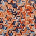 Embroidered seamless geometric pattern. Ornament for the carpet. Ethnic and tribal motifs. Vintage grunge texture. Colorful print Royalty Free Stock Photo