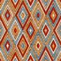 Embroidered seamless geometric pattern. Ornament for the carpet. Ethnic and tribal motifs. Vintage grunge texture. Colorful print Royalty Free Stock Photo