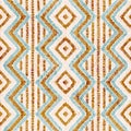 Embroidered seamless geometric pattern. Ornament for the carpet. Ethnic and tribal motifs. Vintage grunge texture. Colorful print Royalty Free Stock Photo