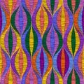 Embroidered seamless pattern with colorful waves. Print for fabric. Vector drawing