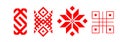 Red stylized folk Slavic patterns. Vector illustration