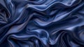 Embroidered velvet curve motion image realistic horizontal design. High resolution blue drapery silk fabric luxury Royalty Free Stock Photo