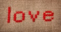 Embroidered word 'love' Royalty Free Stock Photo