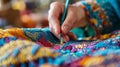 Embroiderer Crafting Traditional Patterns Royalty Free Stock Photo
