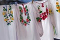 Embroideries on the clothesline Royalty Free Stock Photo