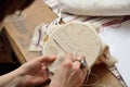 Embroidering hemstitch Royalty Free Stock Photo