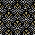 Embroidery abstract greek key seamless pattern. Vector tapestry