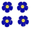 Needlework. Embroidery-appliquÃ© blue flower. A set of illustrations with different moments of embroidery. Vector. Exclusive.