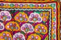 Embroidery art work view,handmade tribal skirt with embroidery and mirror work,colorful handmade ahir bharat, kutchhi bharat, Royalty Free Stock Photo