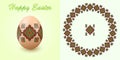 Embroidery Best Easter World Egg. Round ornament like handmade cross-stitch ethnic Ukraine pattern.