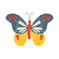 Embroidery butterfly design for clothing. isolated insect vector