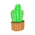 Embroidery cactus in pot design for clothing. isolated plant