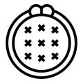 Embroidery circle icon outline vector. Craft art