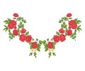 Embroidery for the collar line. Floral ornament in vintage style