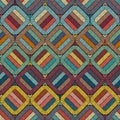 Embroidery or colored fabric pattern texture repeating seamless. Handmade. Ethnic and tribal motifs. Print in the bohemian style. Royalty Free Stock Photo