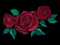 Embroidery colorful floral pattern with simplified roses. Royalty Free Stock Photo