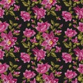 Embroidery colorful floral seamless pattern.