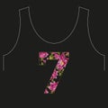 Embroidery colorful neck line floral pattern number seven with d Royalty Free Stock Photo