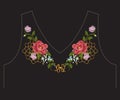 Embroidery colorful romantic ethnic neck line floral pattern wit