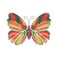 Embroidery colorful tropical butterfly design for clothing.