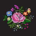 Embroidery colorfull dolly trend floral pattern.