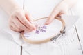 Embroidery and cross stitch accessories. Royalty Free Stock Photo