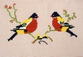 Embroidery by cross-stitch pattern birds